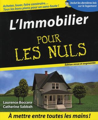 Couverture du livre « Immobilier 2e pour les nuls (l') » de Boccara/Sabbah aux éditions First