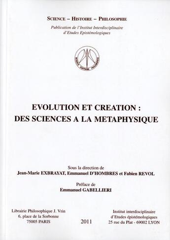 Couverture du livre « Évolution et création ; des sciences à la métaphysique » de  aux éditions Vrin