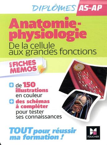 Couverture du livre « Anatomie-physiologie : de la cellule aux grandes fonctions ; aide-soignant, auxiliaire de puericulture ; en fiches mémos » de Kamel Abbadi et Marie-Noelle Dieudonne et Fabienne Misguich aux éditions Foucher