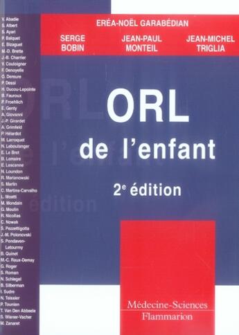 Couverture du livre « Orl de l'enfant (2e édition) » de Erea-Noel Garabedian aux éditions Lavoisier Medecine Sciences