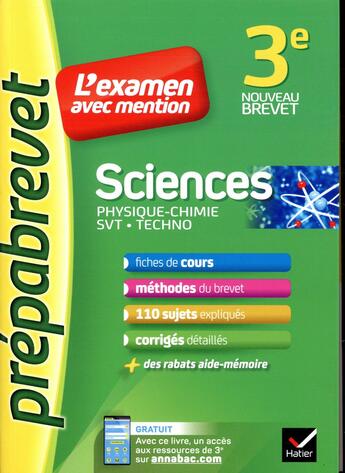 Couverture du livre « Sciences 3e (physique-chimie, svt, techno) - prepabrevet l'examen avec mention » de Joel Carrasco aux éditions Hatier