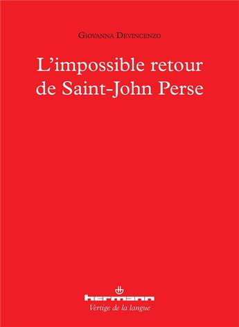 Couverture du livre « L'impossible retour de saint-john perse » de Devincenzo Giovanna aux éditions Hermann