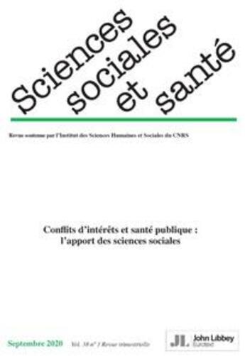 Couverture du livre « Revue sciences sociales et sante - volume 38 - n 3/2020 (septembre 2020) » de Robelet/Castel aux éditions John Libbey