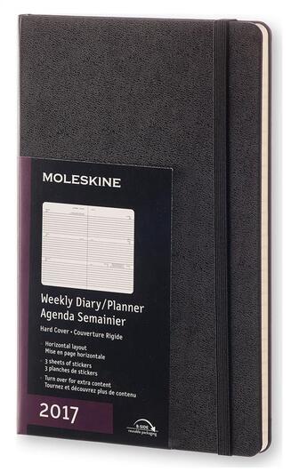 Couverture du livre « Agenda 2017 semainier horizontal grand format rigide noir » de  aux éditions Moleskine