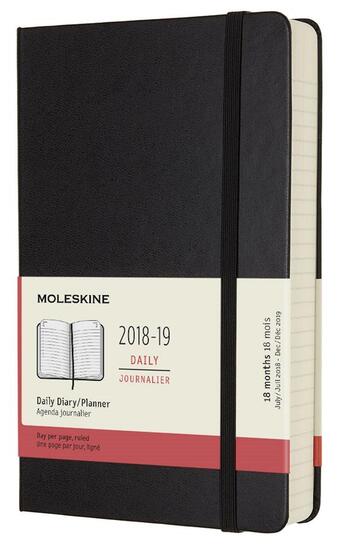 Couverture du livre « Agenda 18 mois journalier grand format noir rigide » de  aux éditions Moleskine