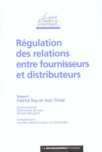 Couverture du livre « Regulation des relations entre fournisseurs et diffuseurs cae n.29 » de  aux éditions Documentation Francaise