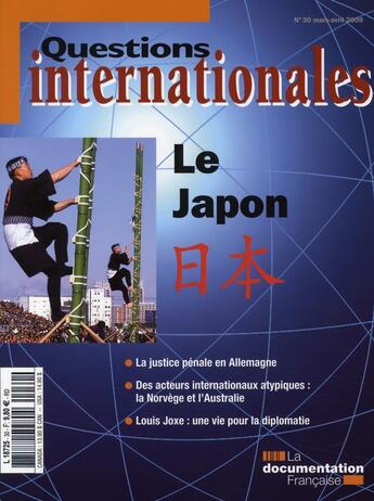 Couverture du livre « REVUE QUESTIONS INTERNATIONALES N.30 ; le Japon (édition 2008) » de  aux éditions Documentation Francaise