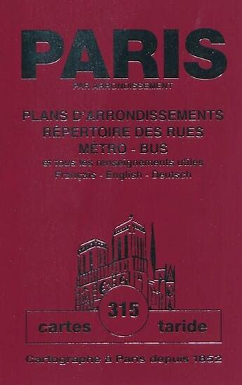 Couverture du livre « Plan de Paris 315 » de Boulanger Gh aux éditions Taride