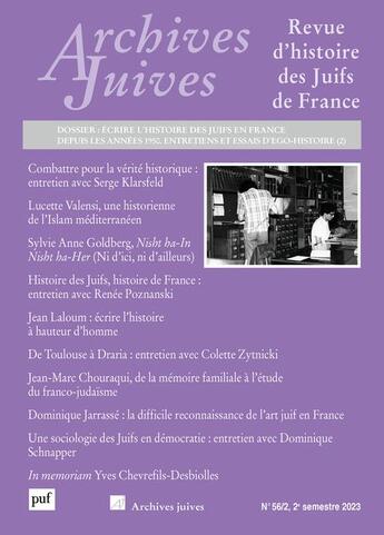 Couverture du livre « Archives juives, vol. 56, n.2, 2023 » de  aux éditions Puf