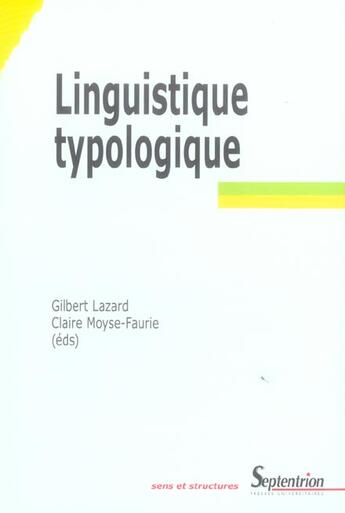 Couverture du livre « Linguistique typologique » de Lazard aux éditions Pu Du Septentrion