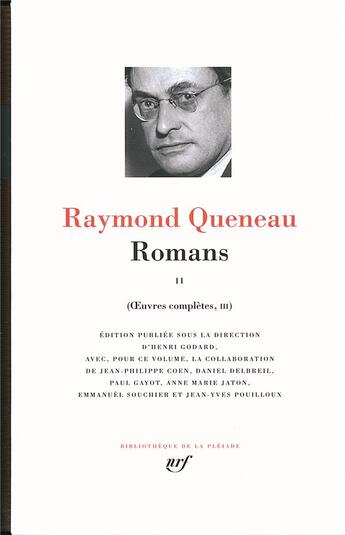 Couverture du livre « Romans Tome 2 » de Raymond Queneau aux éditions Gallimard