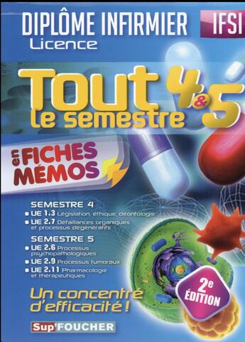 Couverture du livre « IFSI ; tout le semestre 4 et 5 en fiches mémos ; diplôme infirmer » de Kamel Abbadi aux éditions Foucher