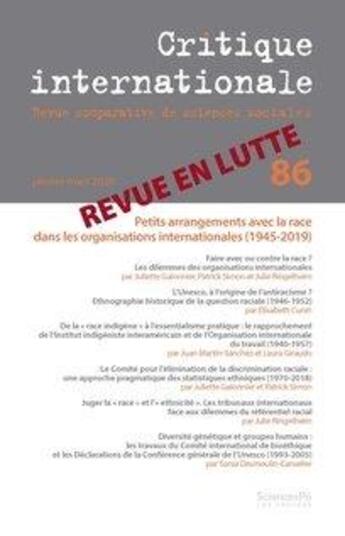 Couverture du livre « Critique internationale 86 » de  aux éditions Presses De Sciences Po