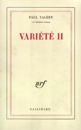 Couverture du livre « Variete » de Paul Valery aux éditions Gallimard