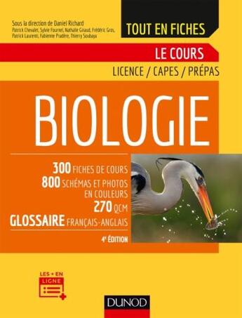 Couverture du livre « Biologie ; tout le cours en fiches (4e édition) » de  aux éditions Dunod