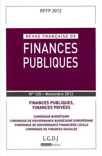 Couverture du livre « Revue française de finances publiques ; novembre 2012 » de Revue Francaise De Finances Publiques aux éditions Lgdj