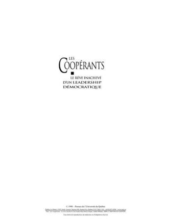 Couverture du livre « Les coopérants ; le rêve inachevé d'un leadership démocratique » de Joelle Hafsi aux éditions Pu De Quebec