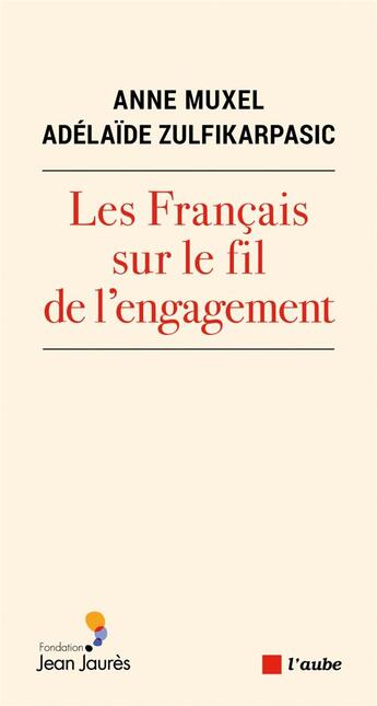 Couverture du livre « Les francais sur le fil de l'engagement » de Anne Muxel et Adelaide Zulfikarpasic aux éditions Editions De L'aube