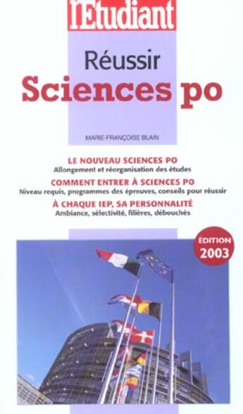 Couverture du livre « Réussir Sciences po (édition 2003) » de Celine Manceau aux éditions L'etudiant