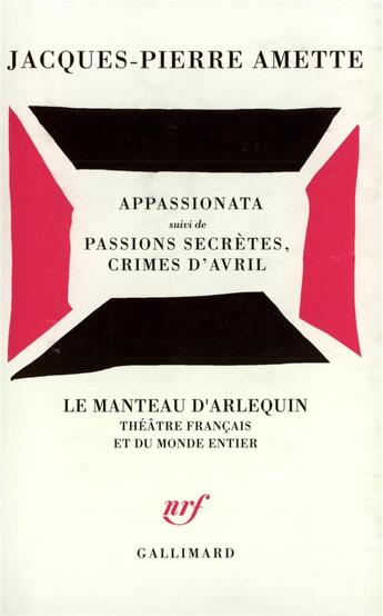 Couverture du livre « Appassionata / passions secretes, crimes d'avril » de Amette J-P. aux éditions Gallimard