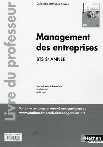 Couverture du livre « Management des entreprises bts 2eme annee (methodes actives) professeur 2017 » de Saraf/Lucchnini aux éditions Nathan