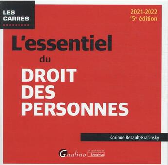 Couverture du livre « L'essentiel du droit des personnes (édition 2021/2022) » de Corinne Renault-Brahinsky aux éditions Gualino