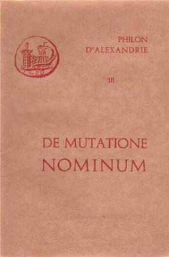 Couverture du livre « De mutatione nominum » de Philon D'Alexandrie aux éditions Cerf