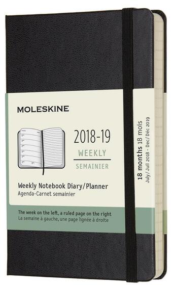 Couverture du livre « Agenda 18 mois semainier 2018 ; 19 poche noir rigide » de  aux éditions Moleskine