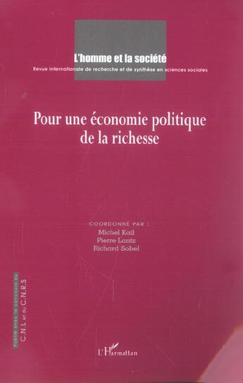 Couverture du livre « Pour une economie politique de la richesse - vol156 - n 156-157 » de Richard Sobel aux éditions L'harmattan