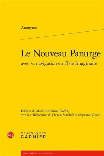 Couverture du livre « Le nouveau Panurge avec sa navigation en l'Isle imaginaire » de  aux éditions Classiques Garnier