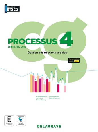 Couverture du livre « Processus 4 : gestion des relations sociales BTS comptabilité gestion (CG) ; pochette de l'élève (édition 2022) » de Brigitte Besancon et Marie Josz et Emilie Michaely et Bastien Renaud et Adeline Salomon et Annie Steiner aux éditions Delagrave