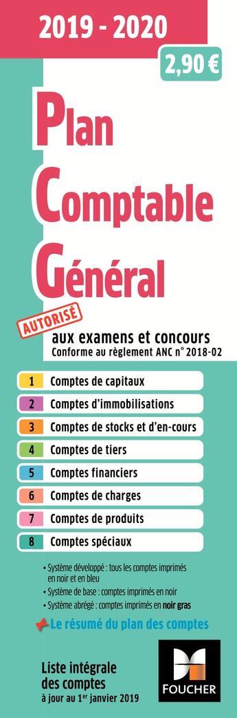 Couverture du livre « Plan comptable général ; PCG (édition 2019/2020) » de  aux éditions Foucher