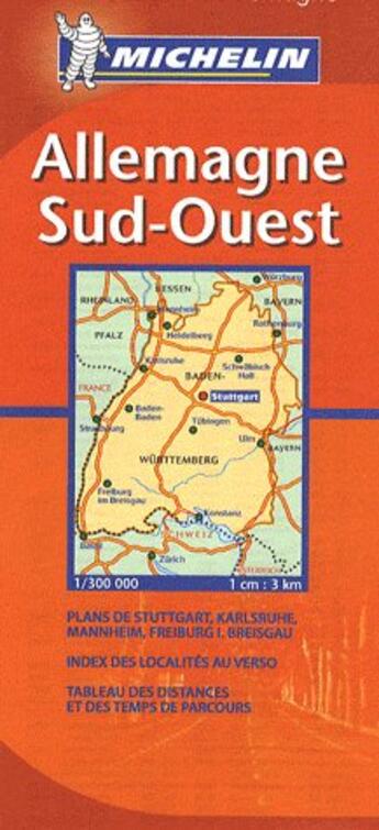 Couverture du livre « Carte routière ; Allemagne sud-ouest (édition 2008) » de Collectif Michelin aux éditions Michelin