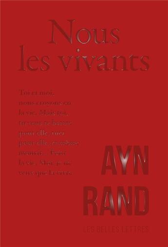 Couverture du livre « Nous les vivants » de Ayn Rand aux éditions Belles Lettres