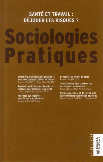 Couverture du livre « Sociologies pratiques t.26 ; santé et travail : quels rapports ? quels risques ? » de Revue Sociologies Pratiques aux éditions Presses De Sciences Po