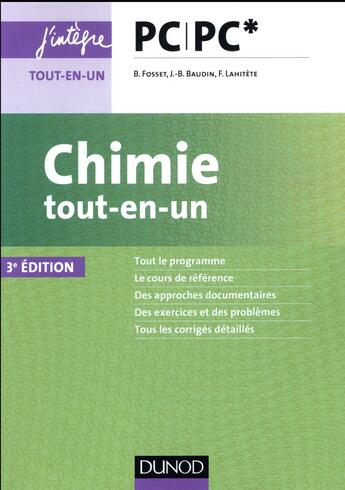 Couverture du livre « Chimie tout-en-un PC-PC* (3e édition) » de Bruno Fosset aux éditions Dunod