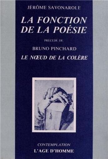 Couverture du livre « Fonction de la poesie (la) » de Savonarole Jerome aux éditions L'age D'homme