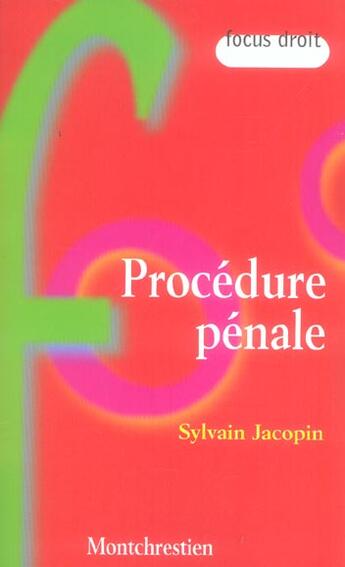 Couverture du livre « Procedure penale » de Jacopin S. aux éditions Lgdj