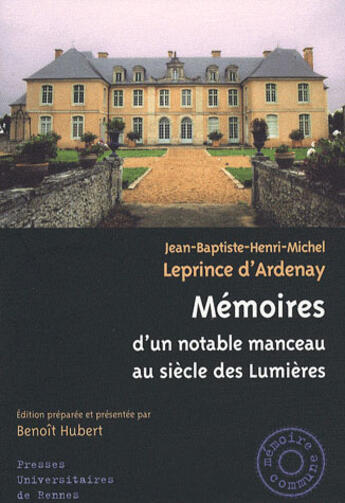 Couverture du livre « Mémoires d'un notable manceau au siècle des Lumières » de Pur aux éditions Pu De Rennes