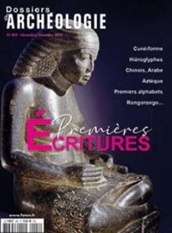 Couverture du livre « Dossiers d'archeologie n 402 - naissance des premieres ecritures / novembre 2020 » de  aux éditions Faton Revue