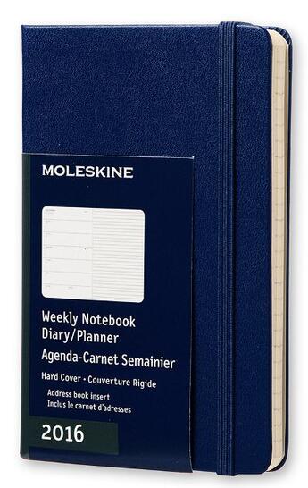 Couverture du livre « Agenda semainier carnet 2016 poche bleu roi couverture rigide » de  aux éditions Moleskine