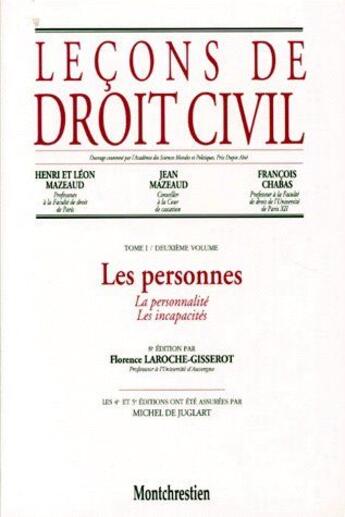 Couverture du livre « Leçons de droit civil Tome 1 et Tome 2 ; les personnes » de Chabas F. L-G. aux éditions Lgdj