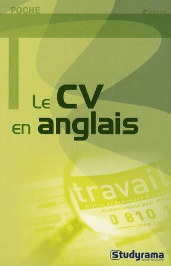 Couverture du livre « Le CV en anglais (2e édition) » de Valerie Lachenaud aux éditions Studyrama