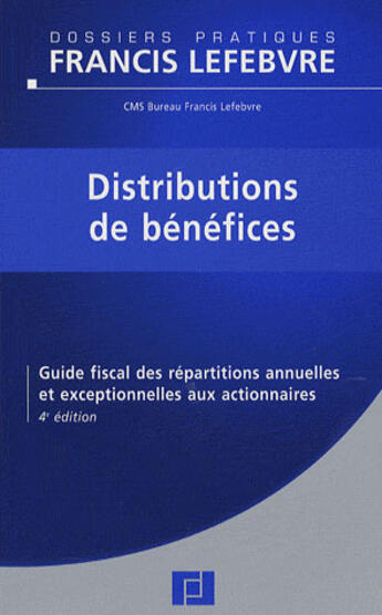 Couverture du livre « Distributions de bénéfices (4ème édition) » de  aux éditions Lefebvre