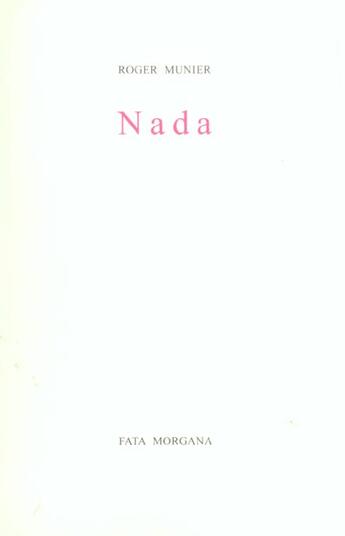 Couverture du livre « Nada » de Munier/Chandon aux éditions Fata Morgana