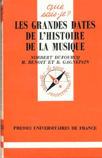 Couverture du livre « Grandes dates histoire de la musique » de Dufourcq N. aux éditions Que Sais-je ?