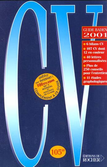 Couverture du livre « Guide du cv 2001 » de Alain Baden aux éditions Rocher