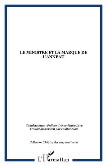 Couverture du livre « Le ministre et la marque de l'anneau » de  aux éditions Editions L'harmattan