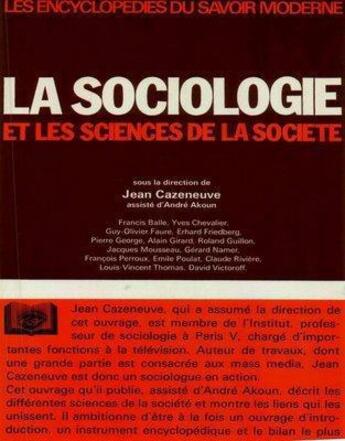 Couverture du livre « La sociologie et les sciences de la société » de  aux éditions Retz