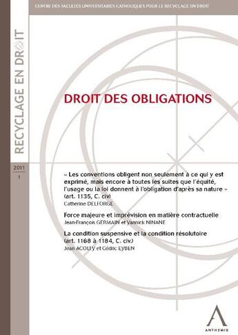 Couverture du livre « Droit des obligations » de  aux éditions Anthemis